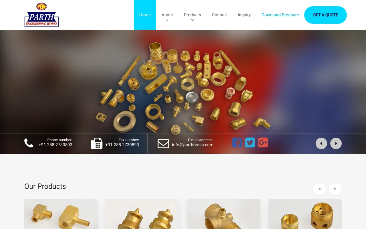 Screenshot of parthbrass.com