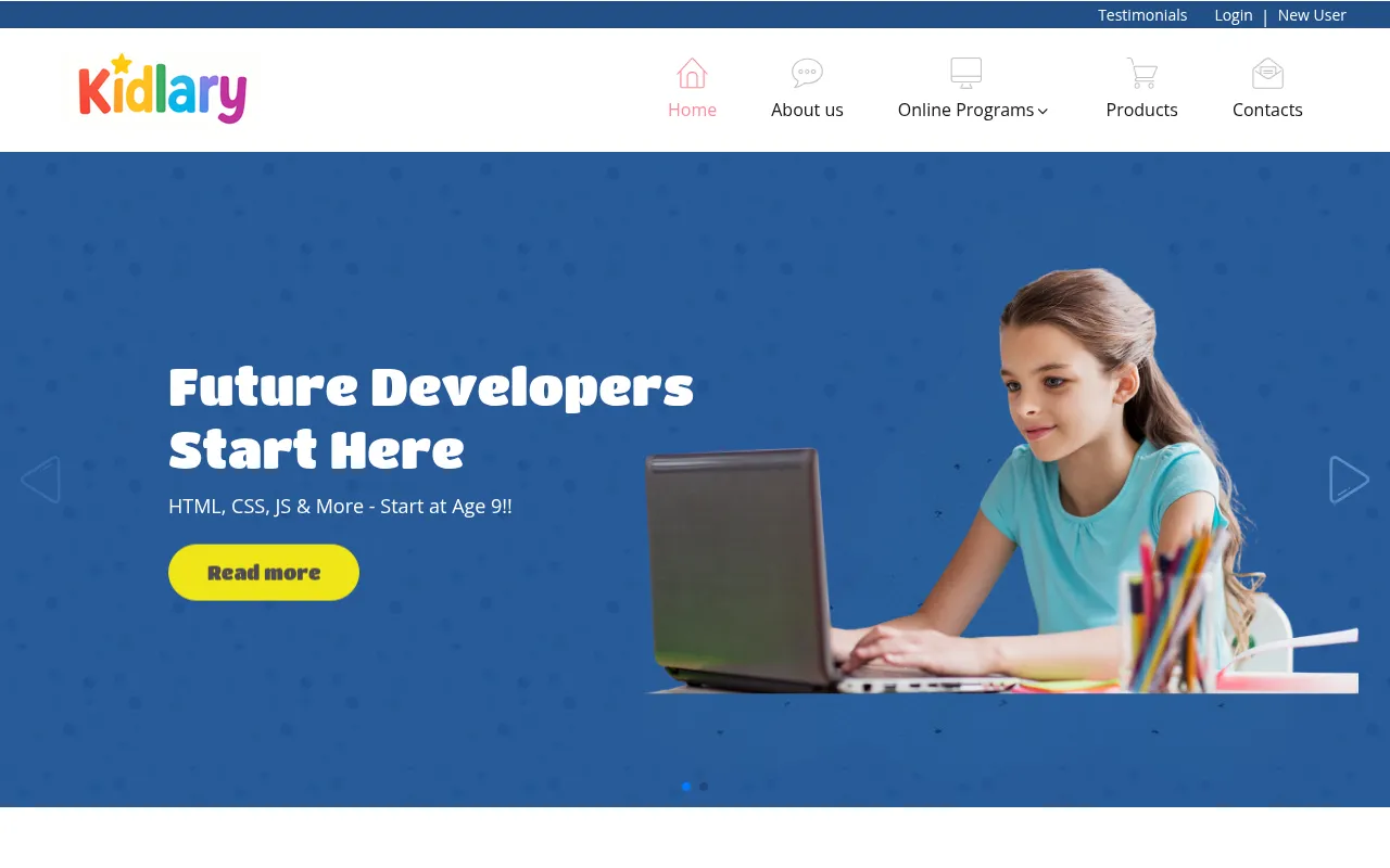Screenshot of kidlary.com