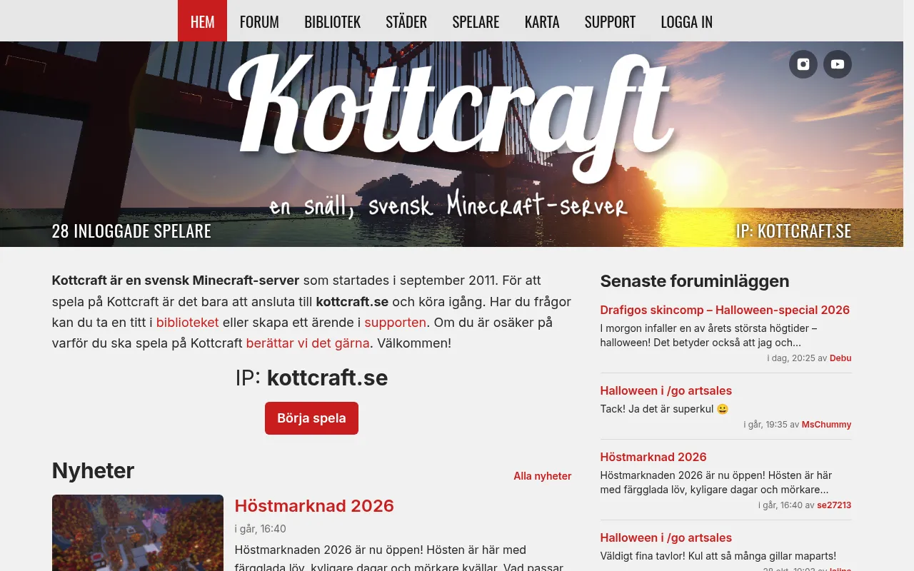 Screenshot of kottcraft.se