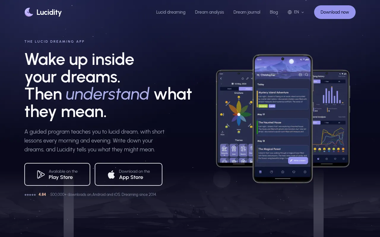 Screenshot of luciditydreams.com