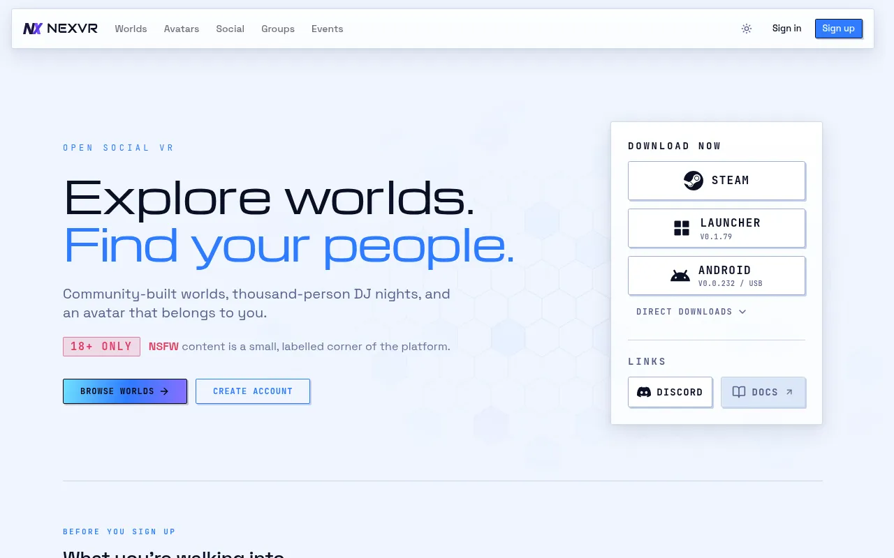 Screenshot of nexvr.net