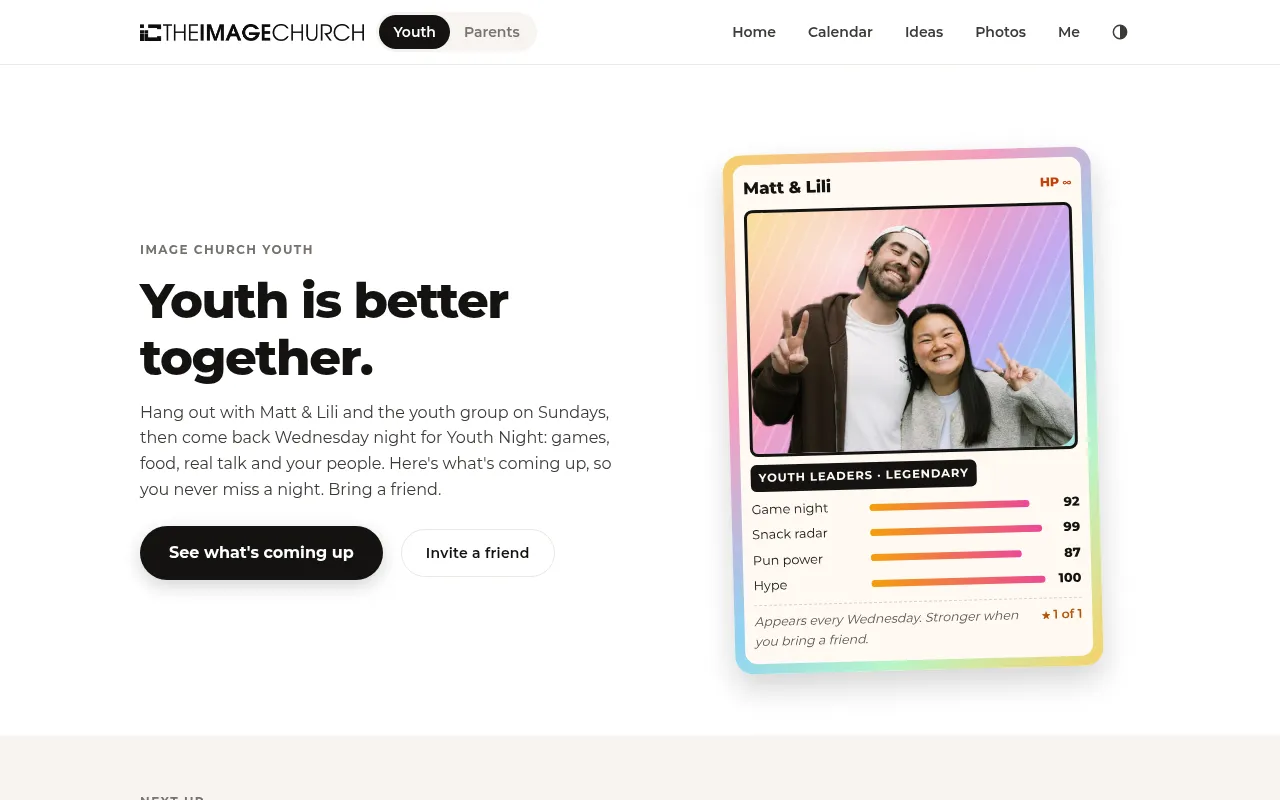 Screenshot of youth.theimagechurch.org
