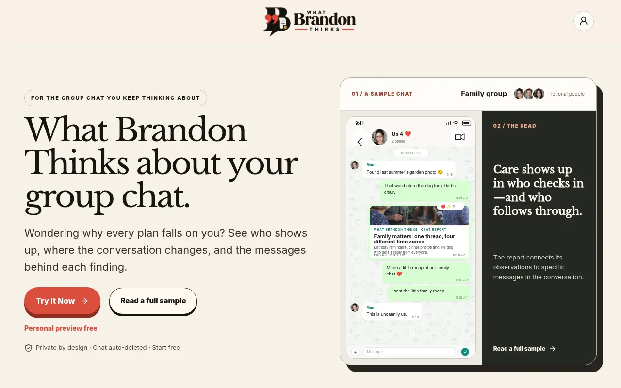 Screenshot of whatbrandonthinks.org