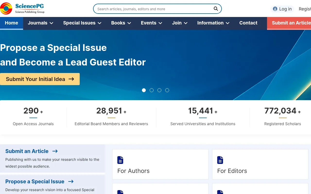 Screenshot of sciencepublishinggroup.com