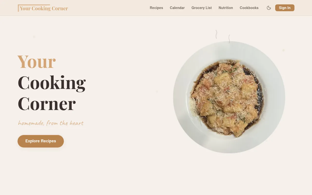 Screenshot of yourcookingcorner.ca