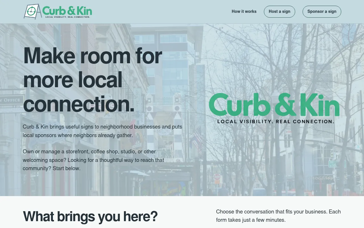 Screenshot of curbandkin.site