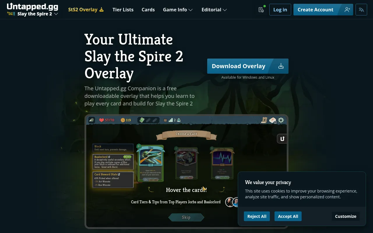 Screenshot of sts2.untapped.gg