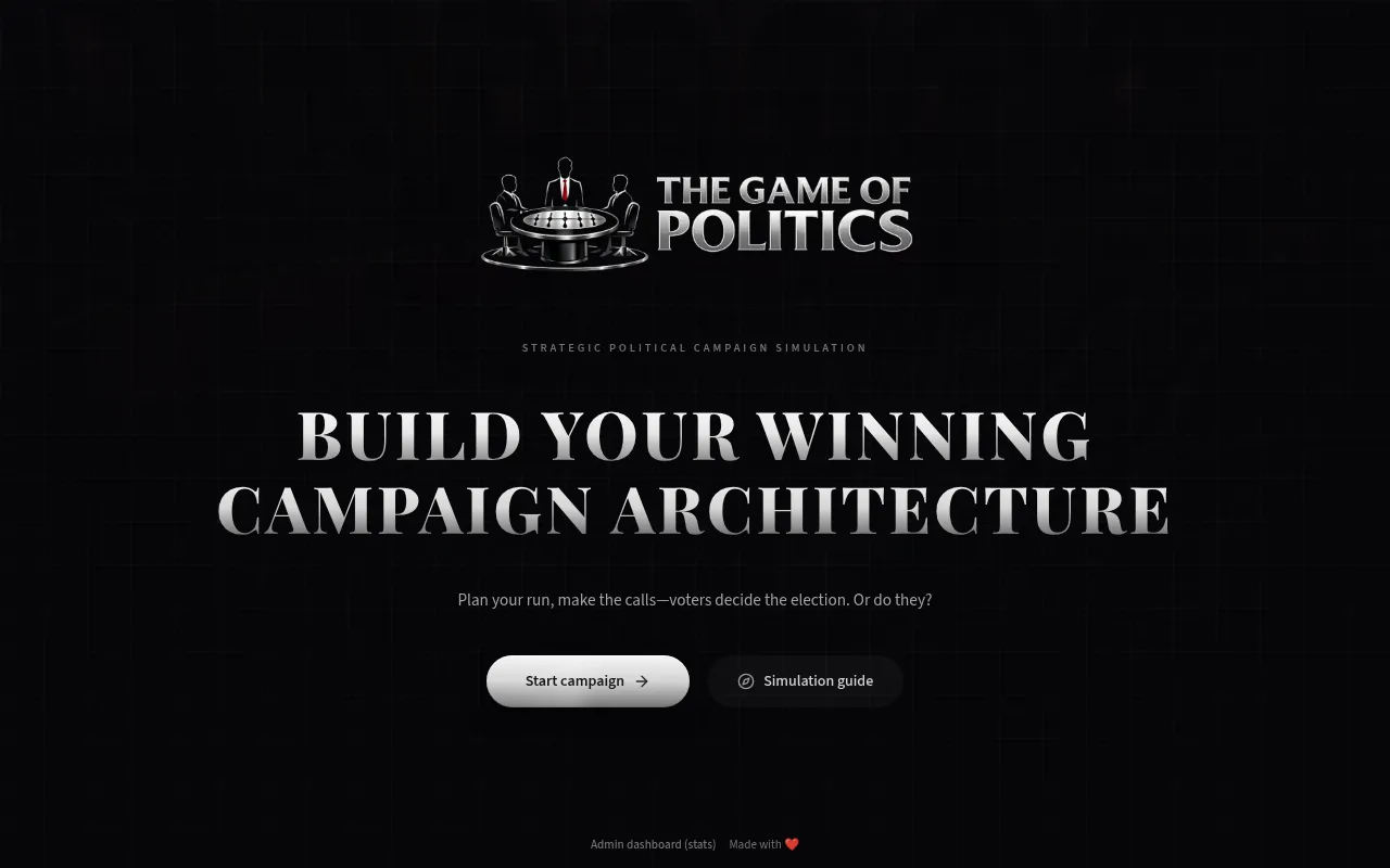 Screenshot of thegameofpolitics.io