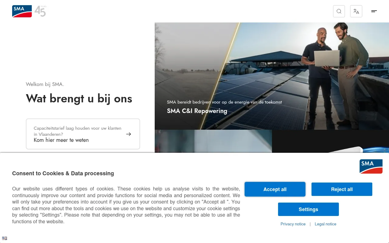 Screenshot of sma-benelux.com