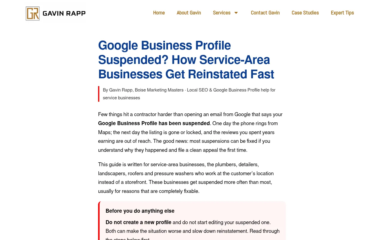 Screenshot of gavinrapp.com