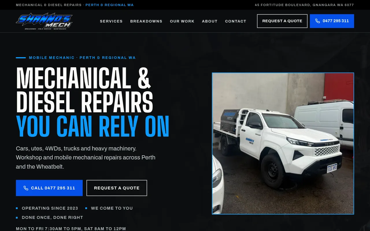 Screenshot of shannos.com.au