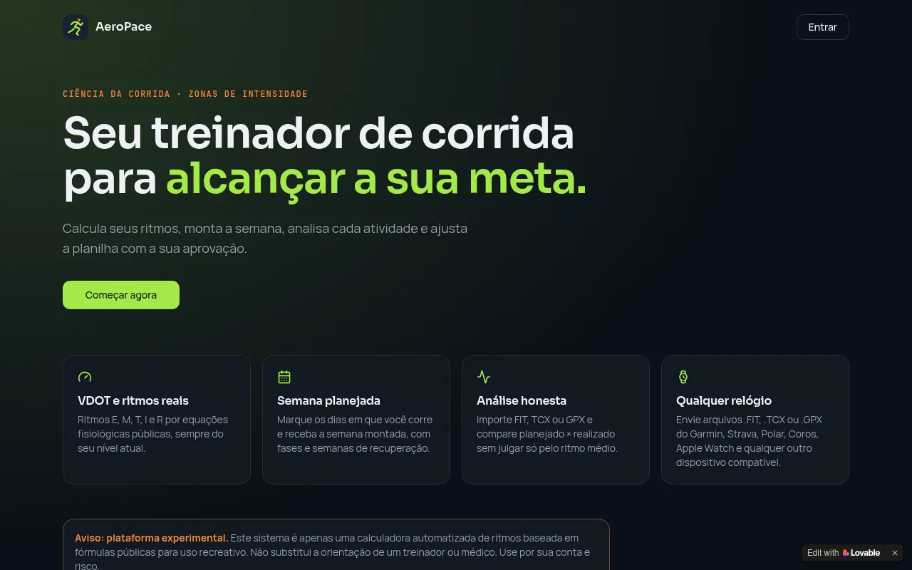 Screenshot of aeropace.lovable.app