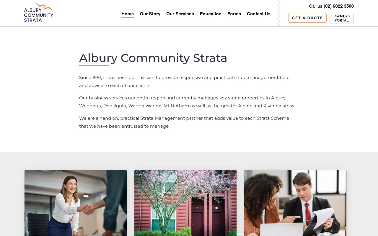 Screenshot of alburycommunitystrata.com.au