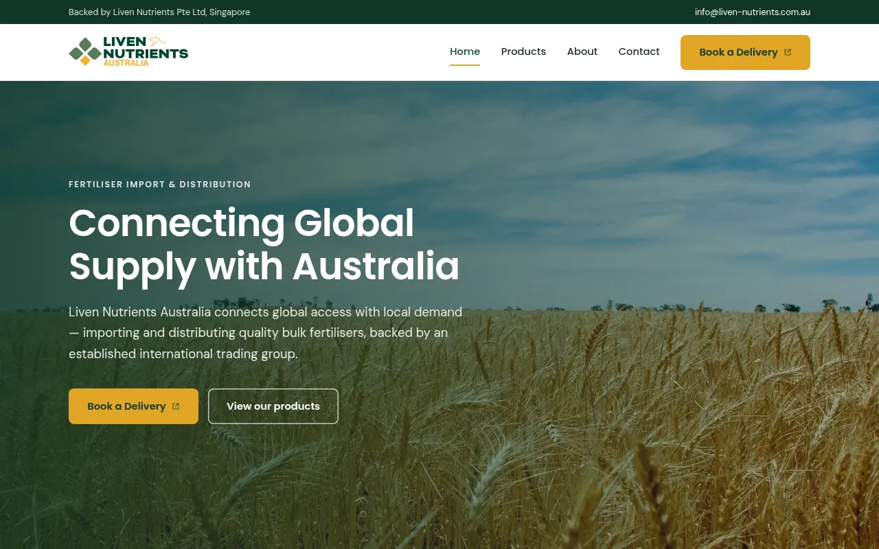 Screenshot of liven-nutrients.com.au