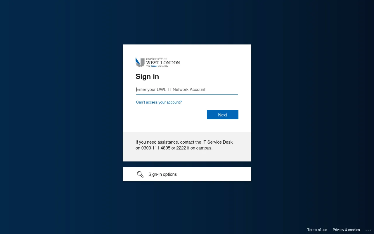 Screenshot of online.uwl.ac.uk