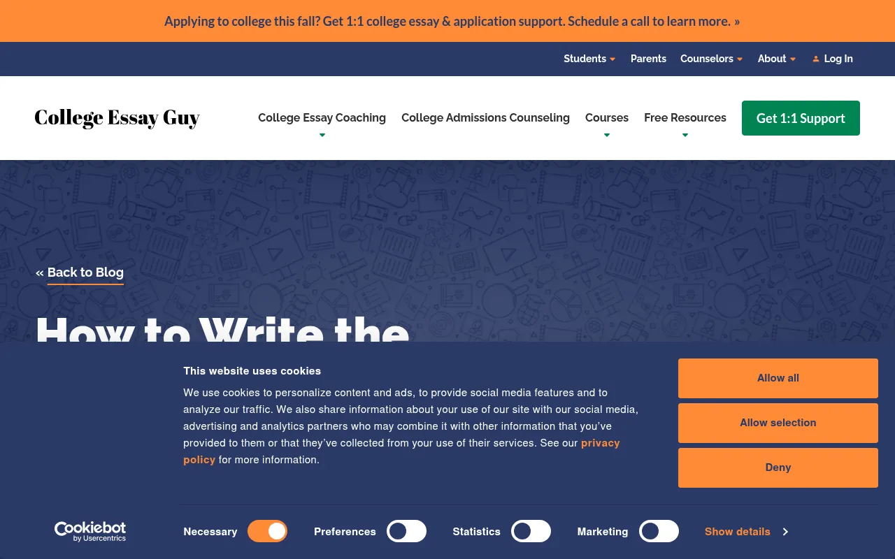 Screenshot of collegeessayguy.com