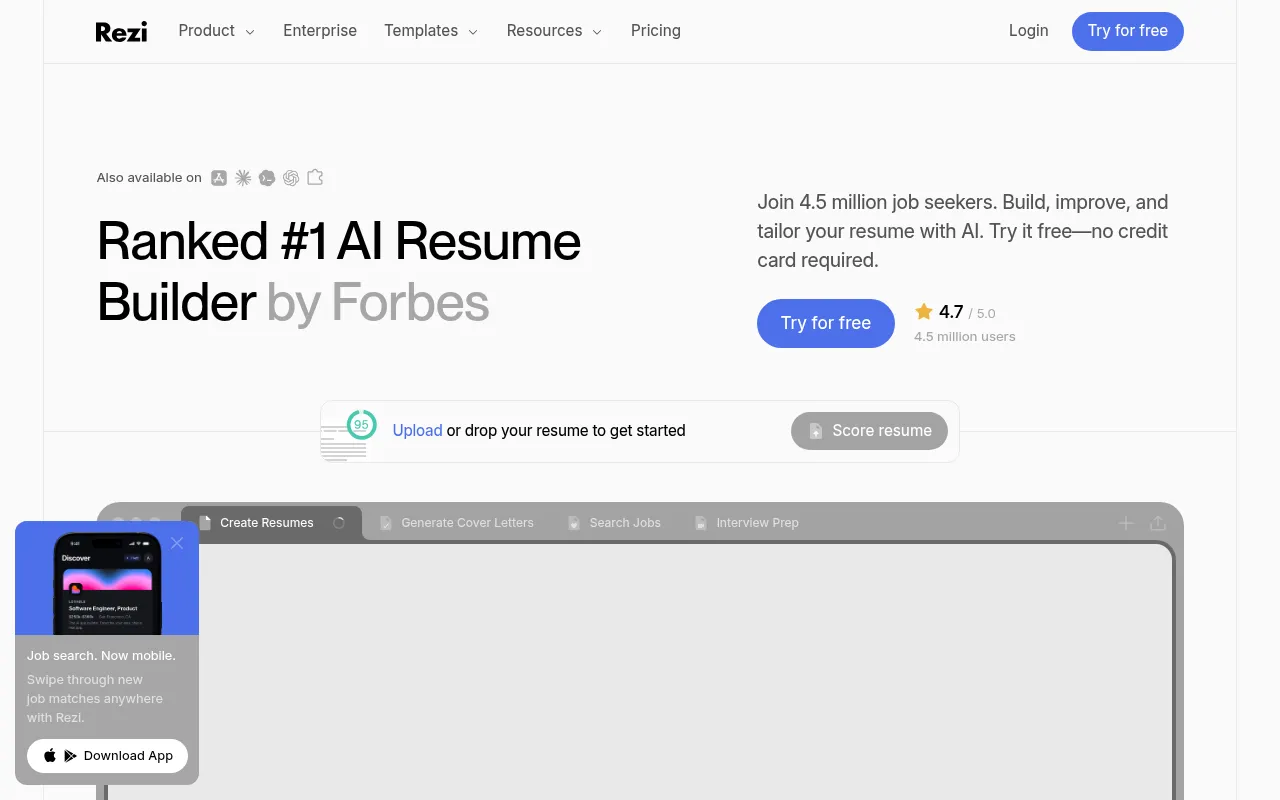 Screenshot of rezi.ai