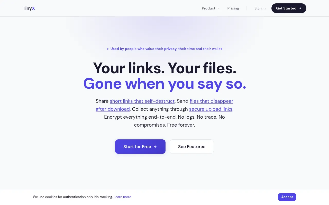 Screenshot of tinyx.co