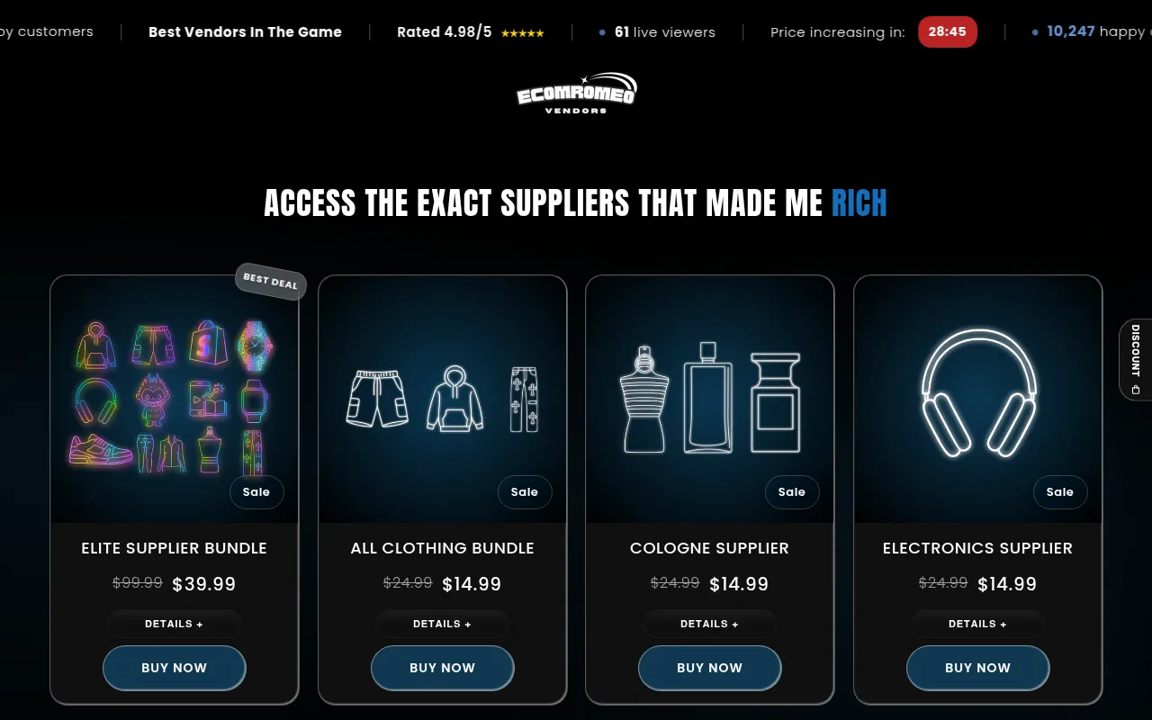 Screenshot of ecomromeo.com