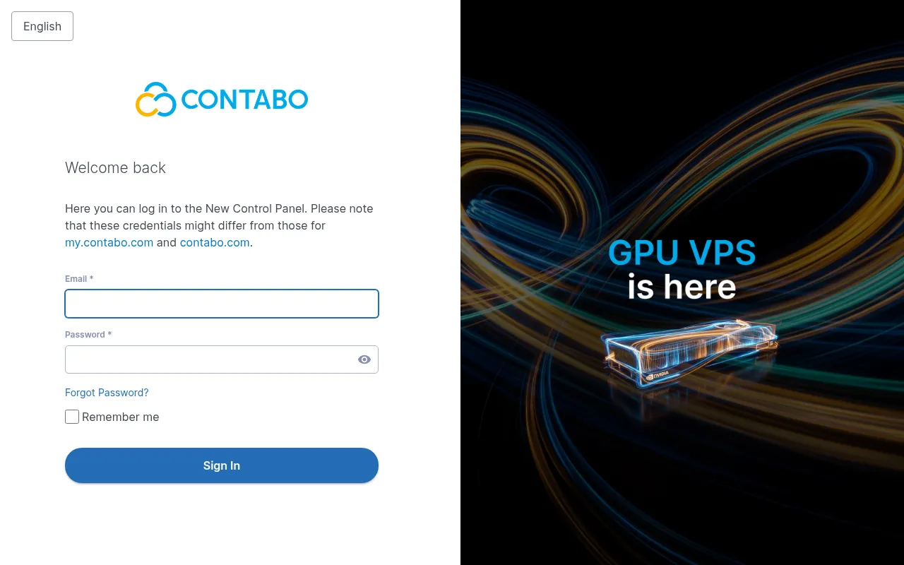 Screenshot of new.contabo.com