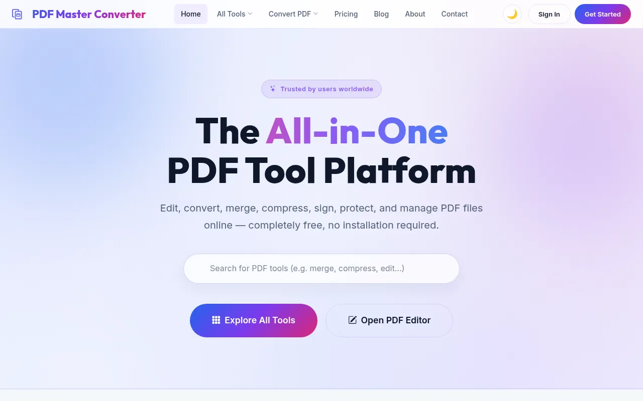 Screenshot of pdfmasterconverter.com
