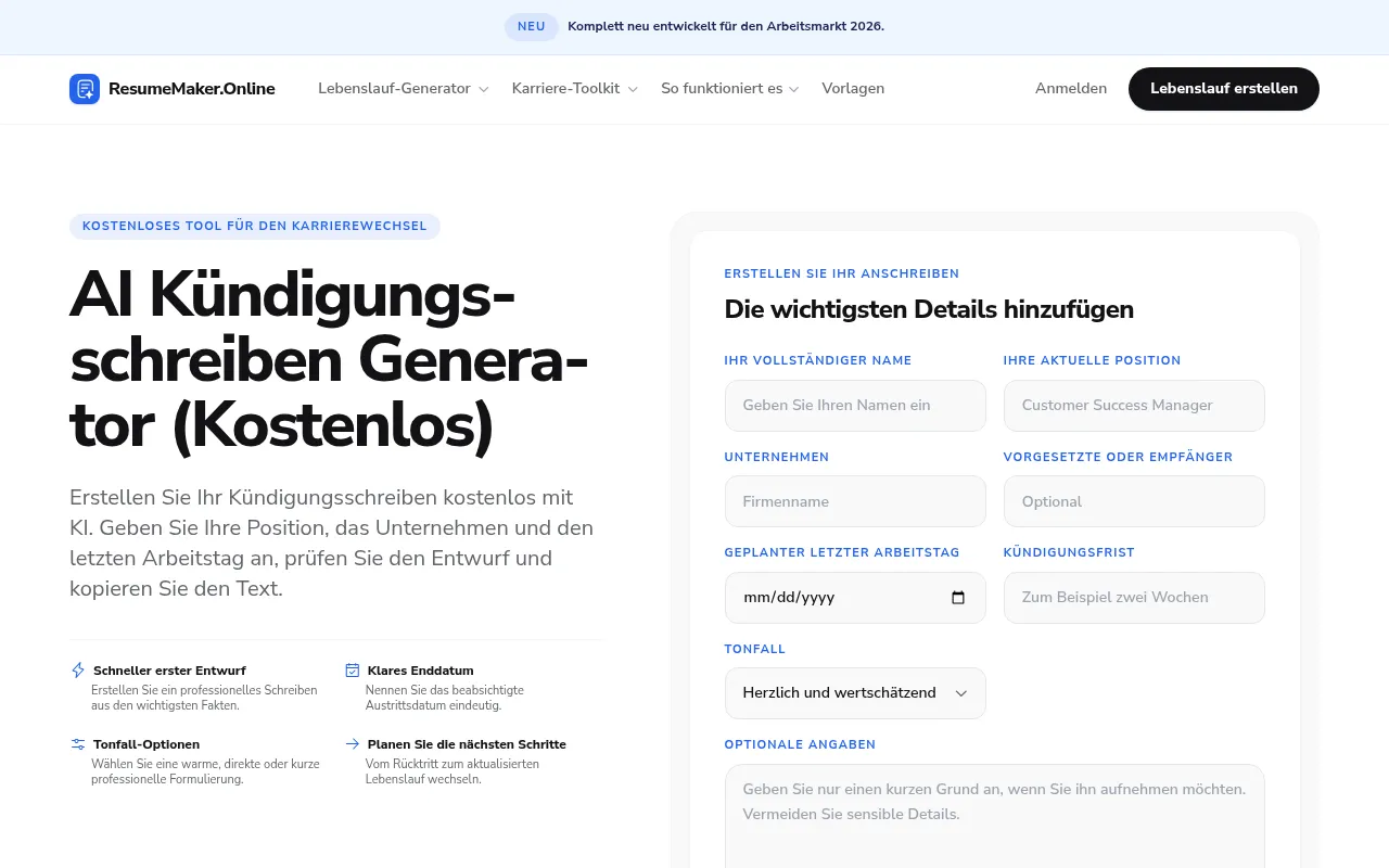 Screenshot of resumemaker.online