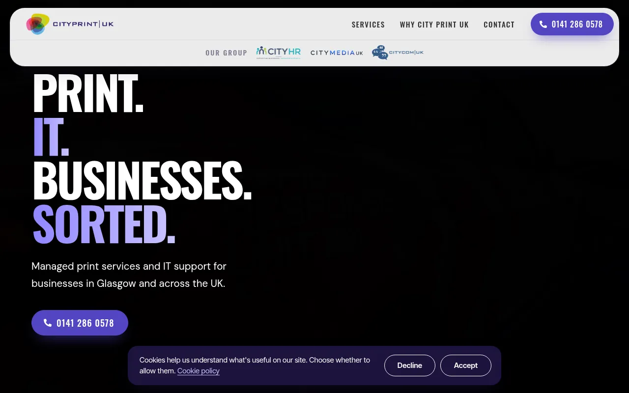 Screenshot of cityprintuk.com