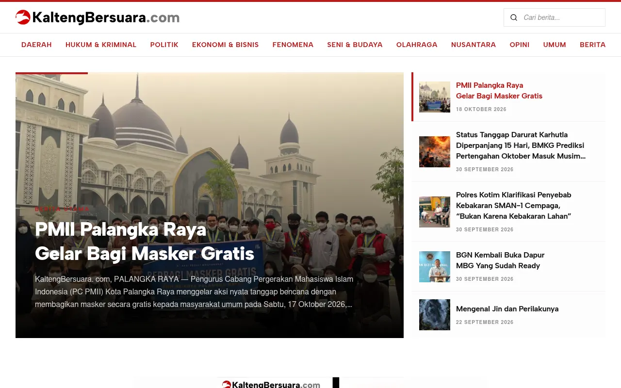 Screenshot of kaltengbersuara.com