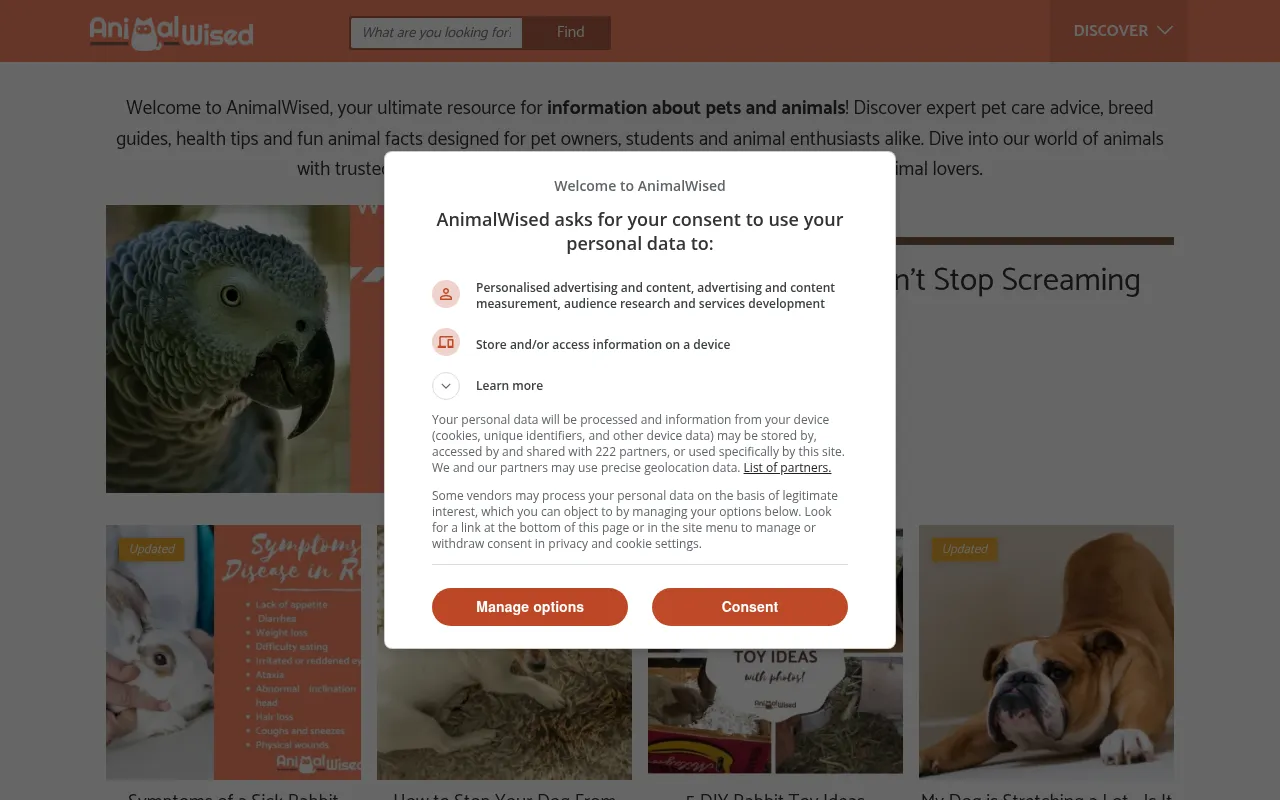 Screenshot of animalwised.com