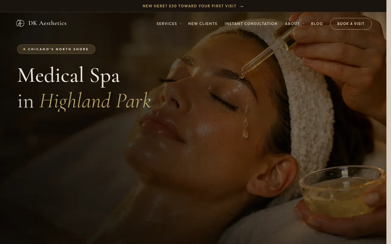 Screenshot of dkshomeofaesthetics.com