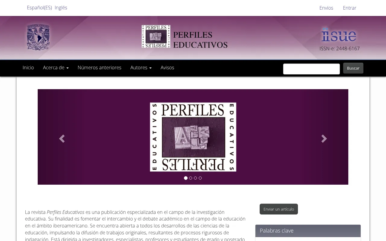 Screenshot of perfileseducativos.unam.mx