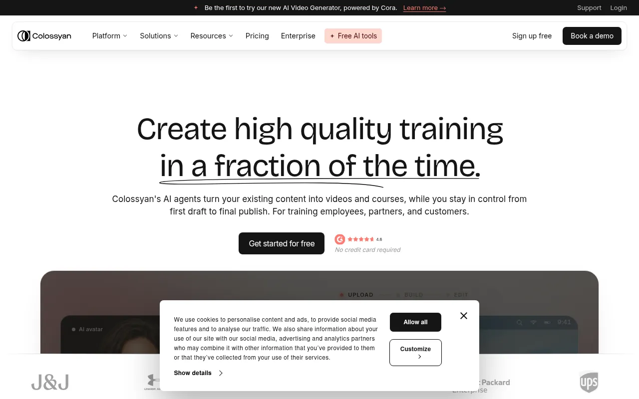 Screenshot of colossyan.com