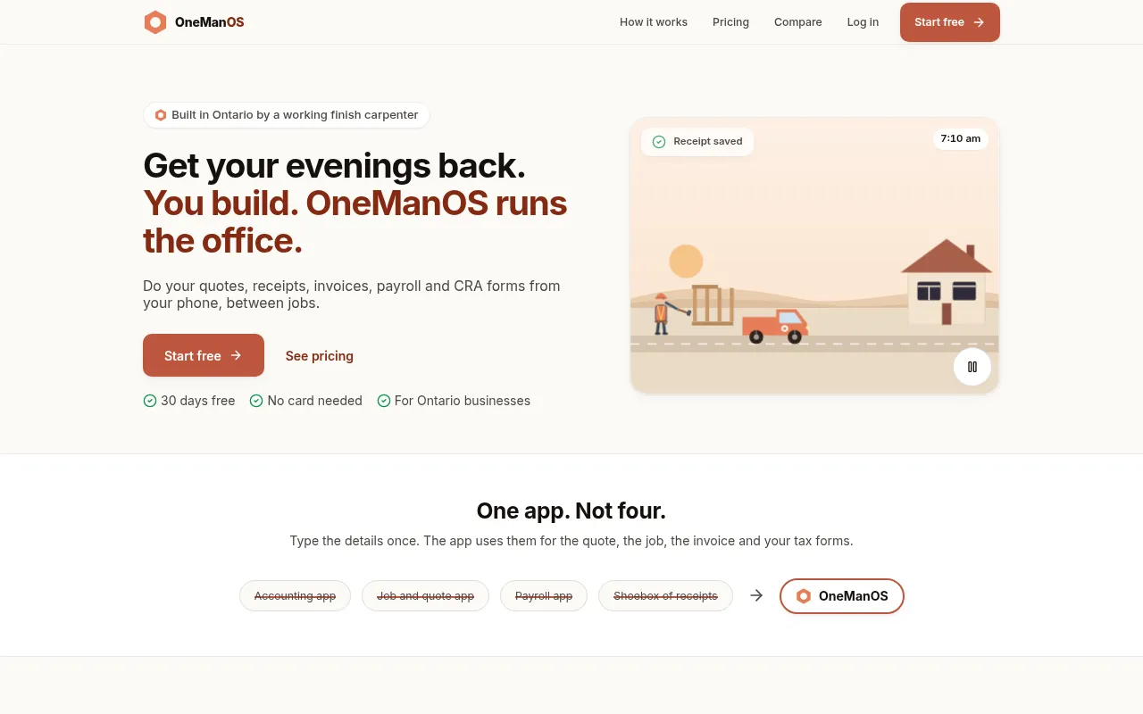 Screenshot of oneman-os.com
