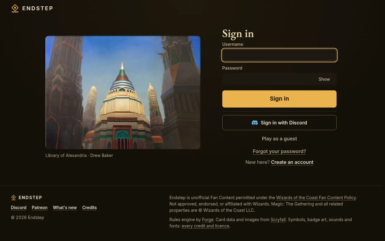 Screenshot of endstep.cc