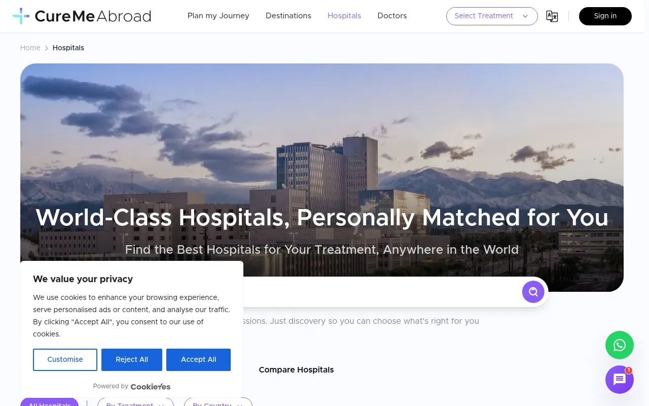 Screenshot of curemeabroad.com