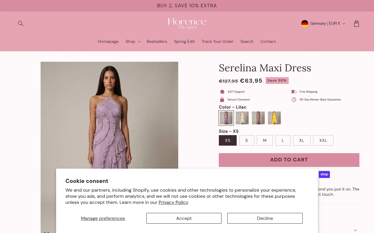 Screenshot of florencethelabel.com