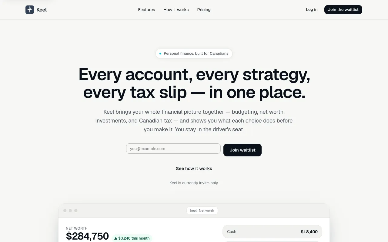 Screenshot of keelfinancial.app