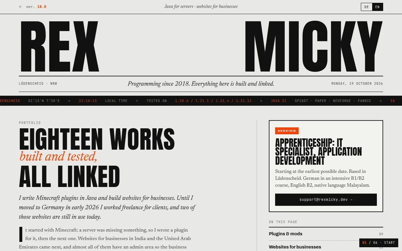 Screenshot of rexmicky.dev