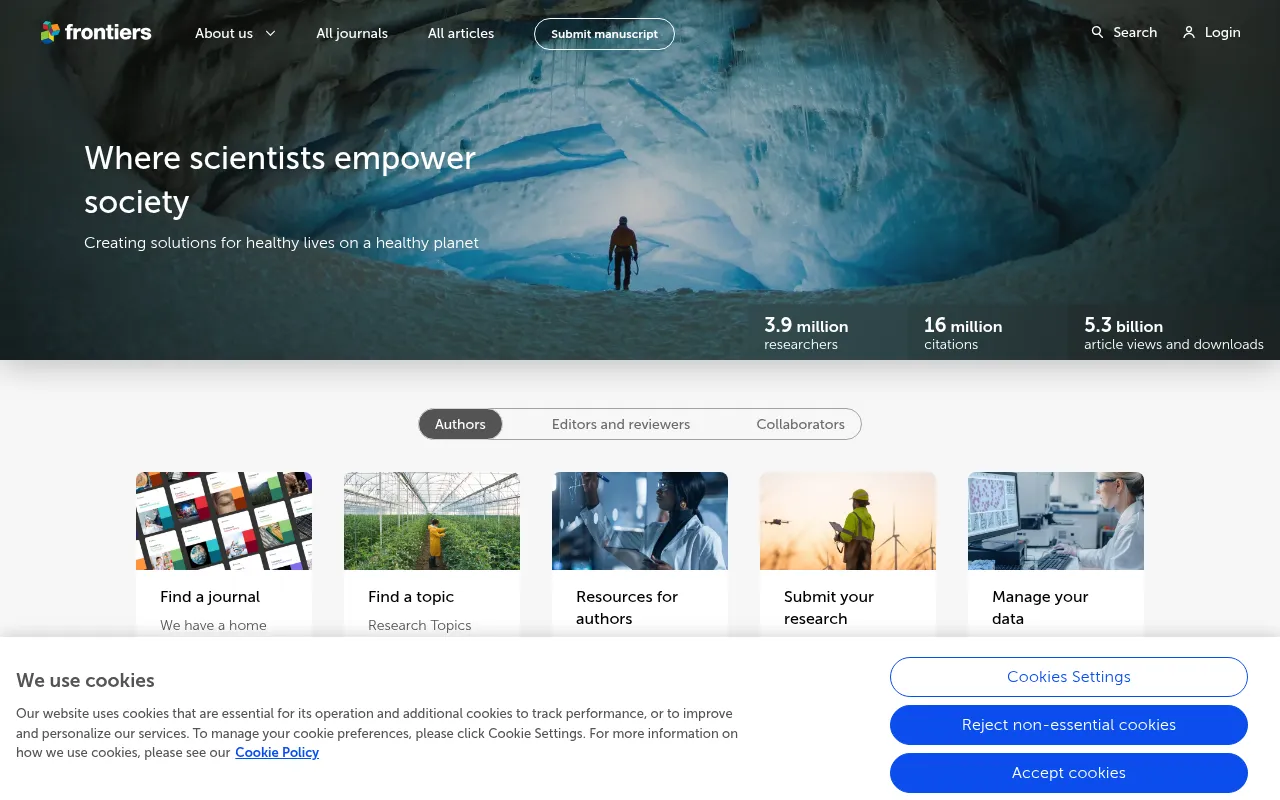 Screenshot of frontiersin.org