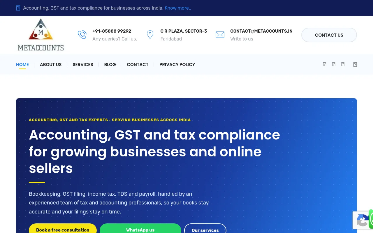 Screenshot of metaccounts.in