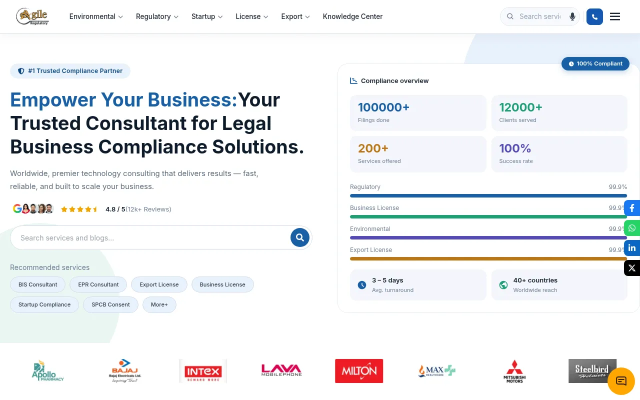 Screenshot of agileregulatory.com