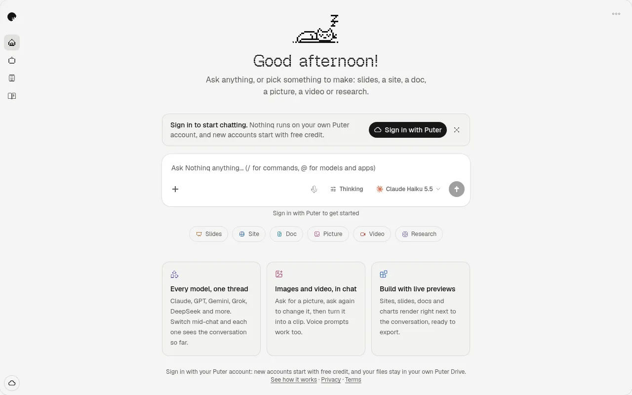 Screenshot of nothinq-beta.vercel.app