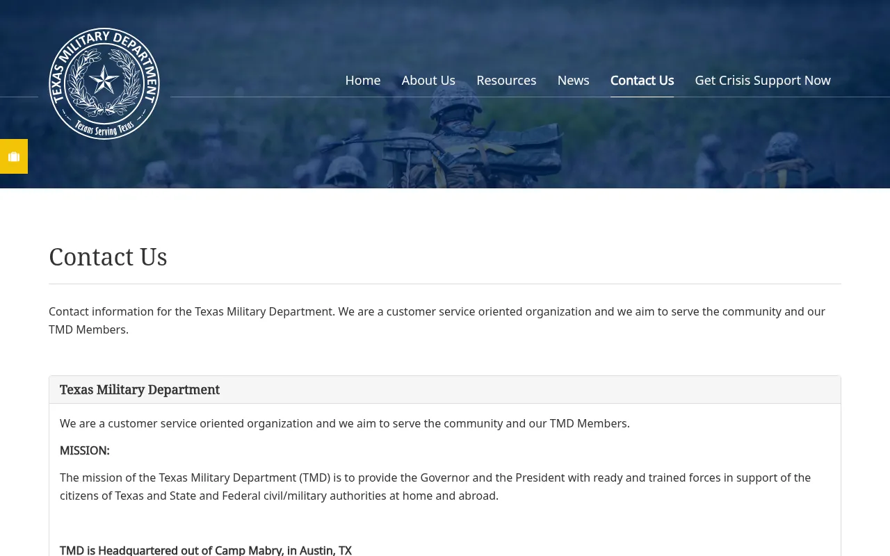 Screenshot of tmd.texas.gov