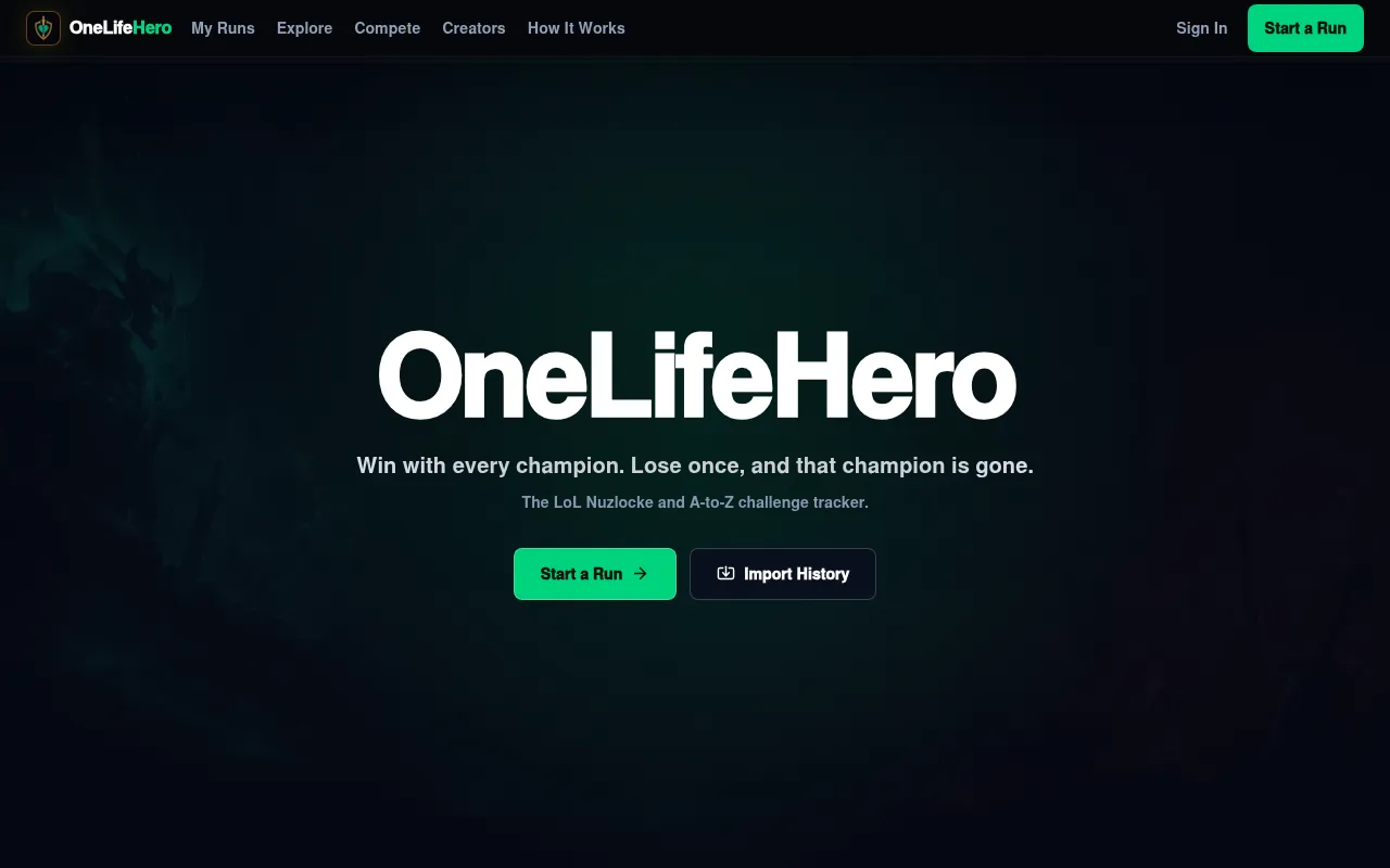 Screenshot of onelifehero.com