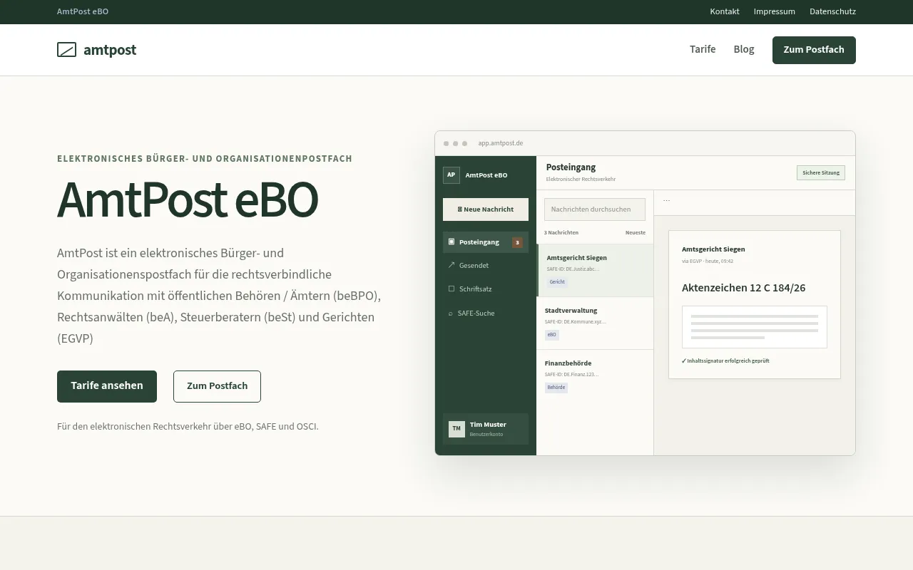 Screenshot of amtpost.de