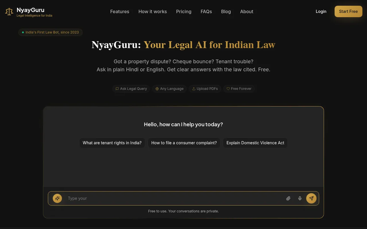 Screenshot of nyayguru.com