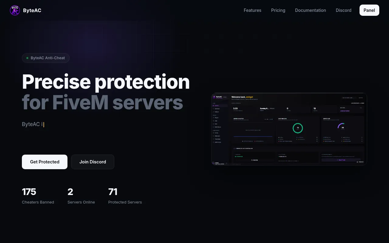 Screenshot of byte-anticheat.online
