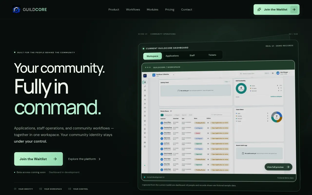 Screenshot of guildcorehq.com