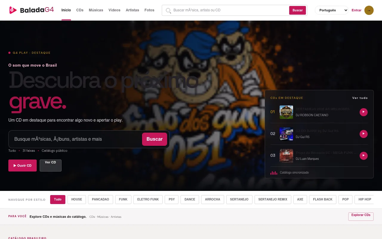 Screenshot of g4novo.baladag4.com.br