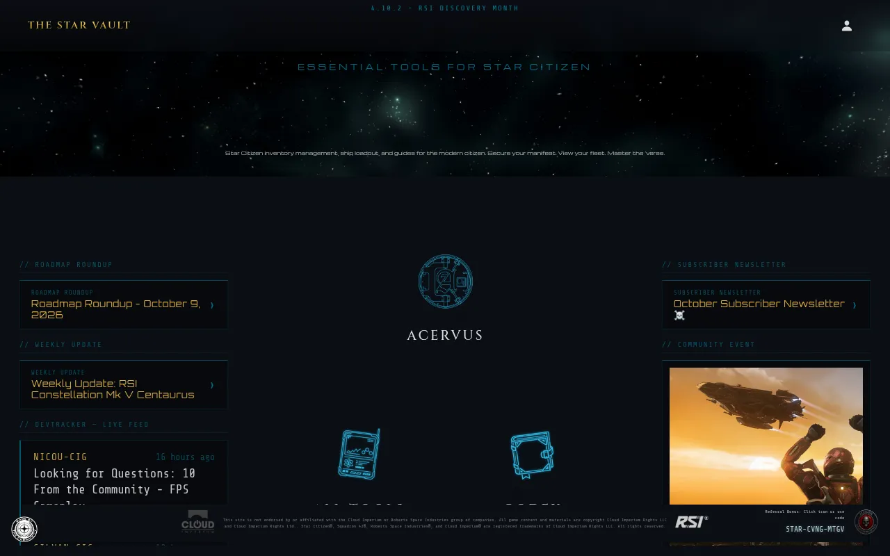 Screenshot of thestarvault.aubven.com